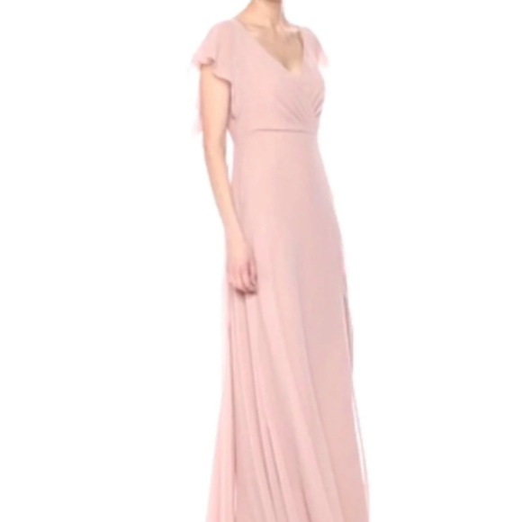 Jenny Yoo Alanna Chiffon Whipped Apricot Bridesmaid Dress - Picture 3 of 10